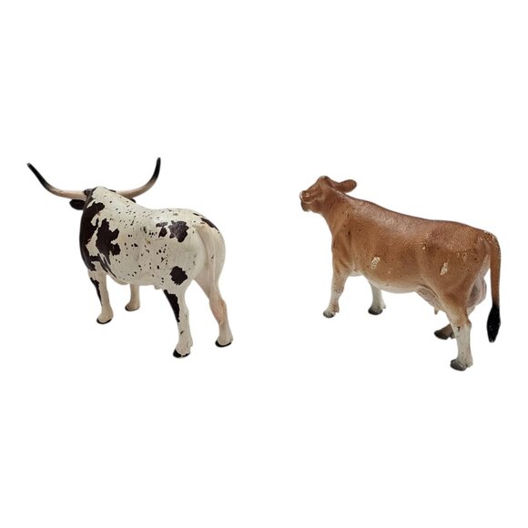 Mojo Texas Longhorn Jersey Cow Figures Farm Life Hand Painted Realistic Toys - Picture 7 of 12